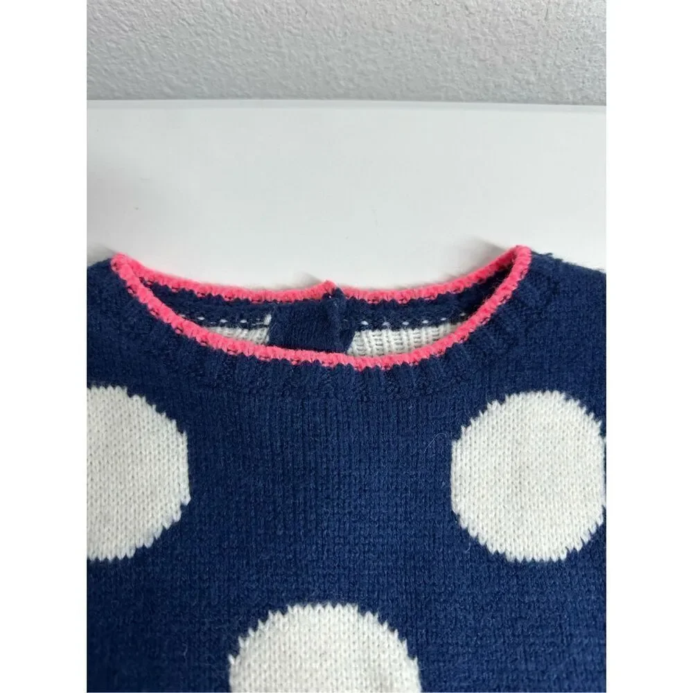 Gymboree Girls 5T Polar Pink Navy Polka Dot Knit Sweater Dress